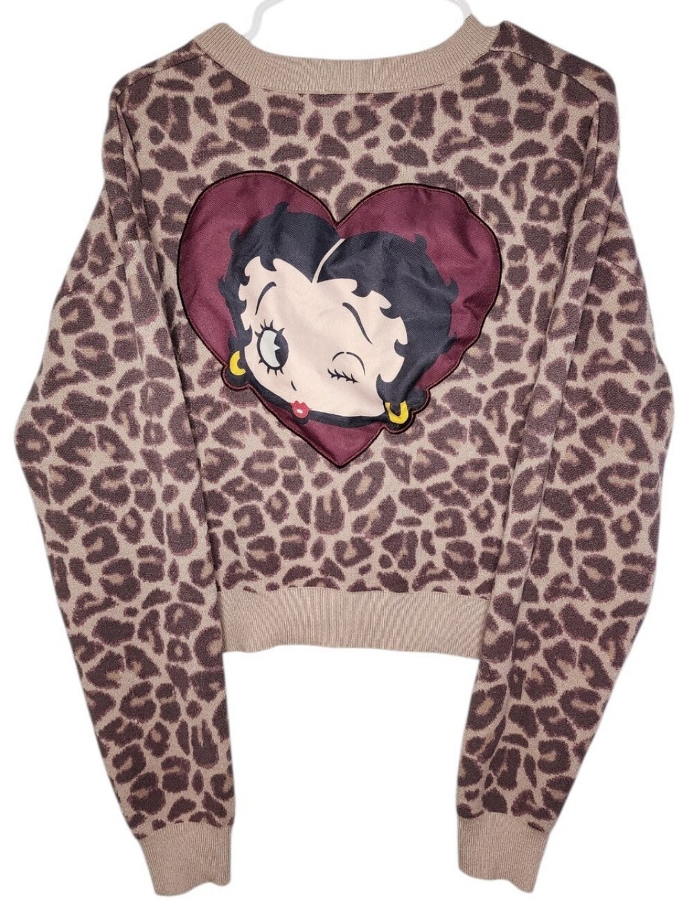 Leopard Betty Boop Cropped Cardigan XL